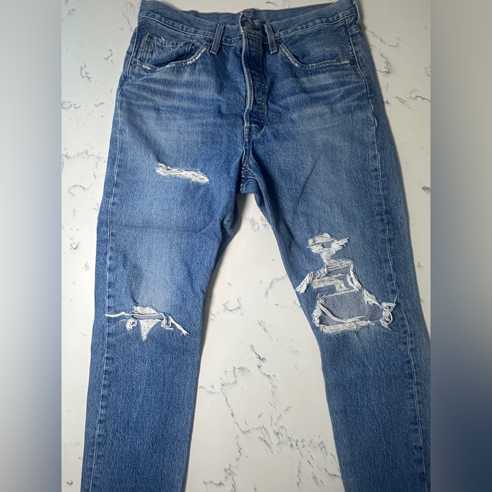 Levi's Premium OG 501’s Women’s Blue Distressed Skinny Jeans size 32 30
